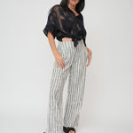 Striped wide legged pants