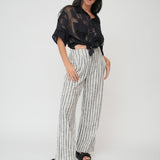 Striped wide legged pants