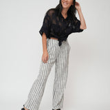 High cut striped pants 