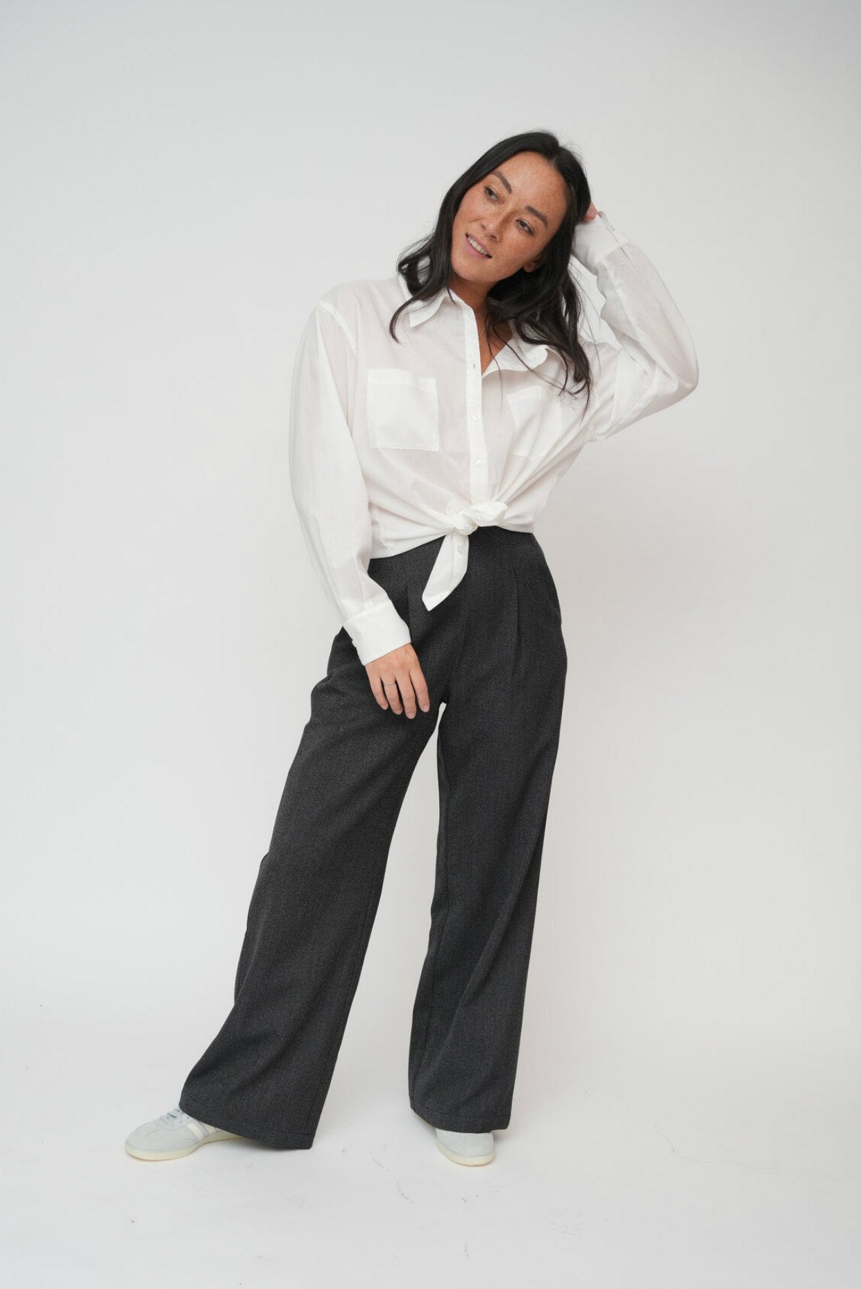Tailored high waisted pants wide leg