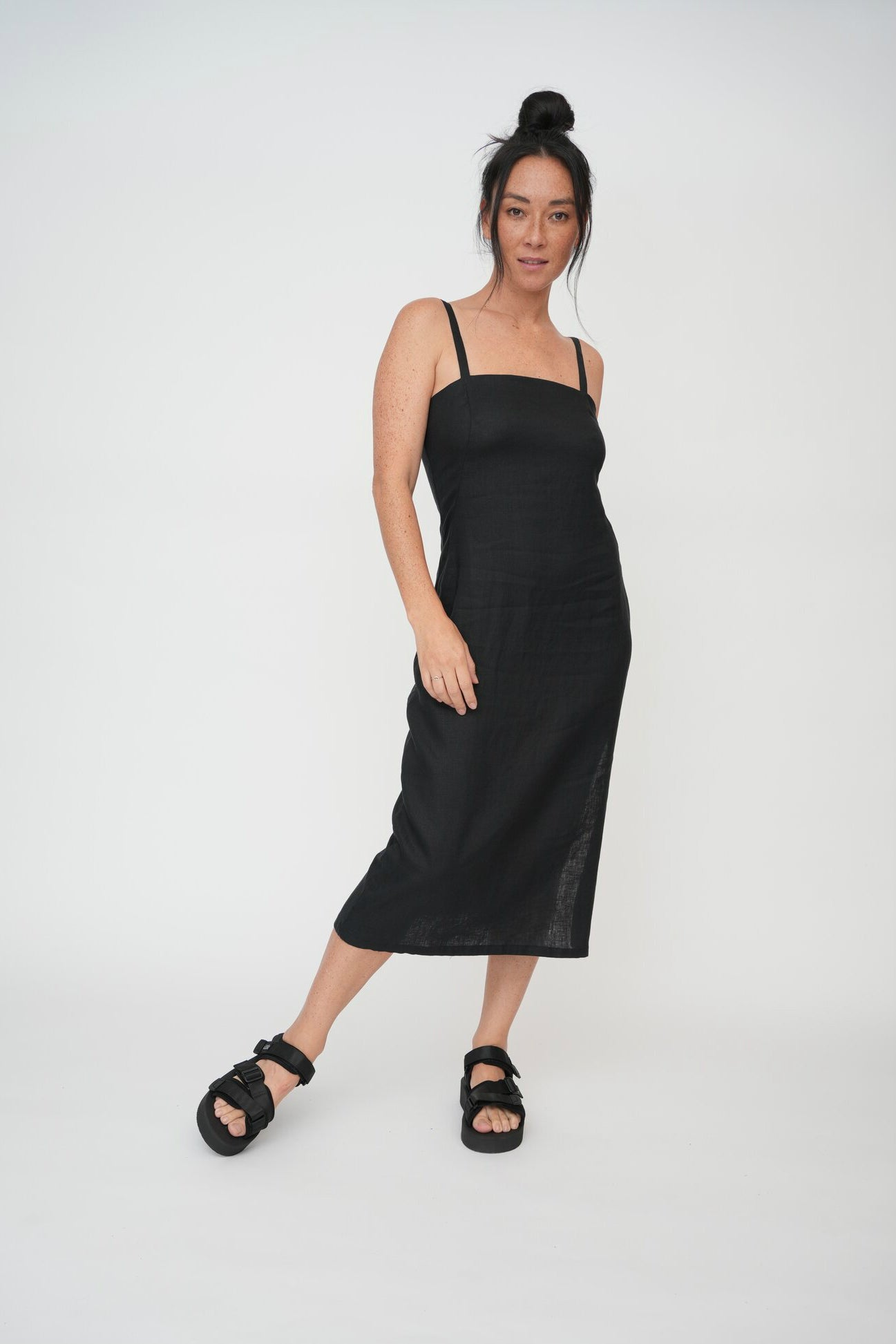 Black dress with side splits 