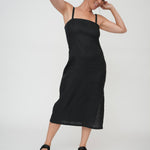Black linen dress