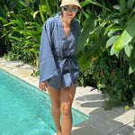 Bath robe, Beach cover up or fashion kimono made in Australia with high quality linen.