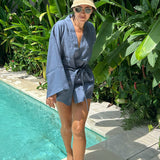 Bath robe, Beach cover up or fashion kimono made in Australia with high quality linen.