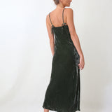 MARILYN VELVET DRESS LONG - OLIVE