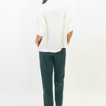 Relaxed silk pants in green colour