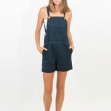 Short overalls organic cotton navy blue
