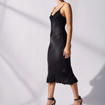 Black silk slip dress