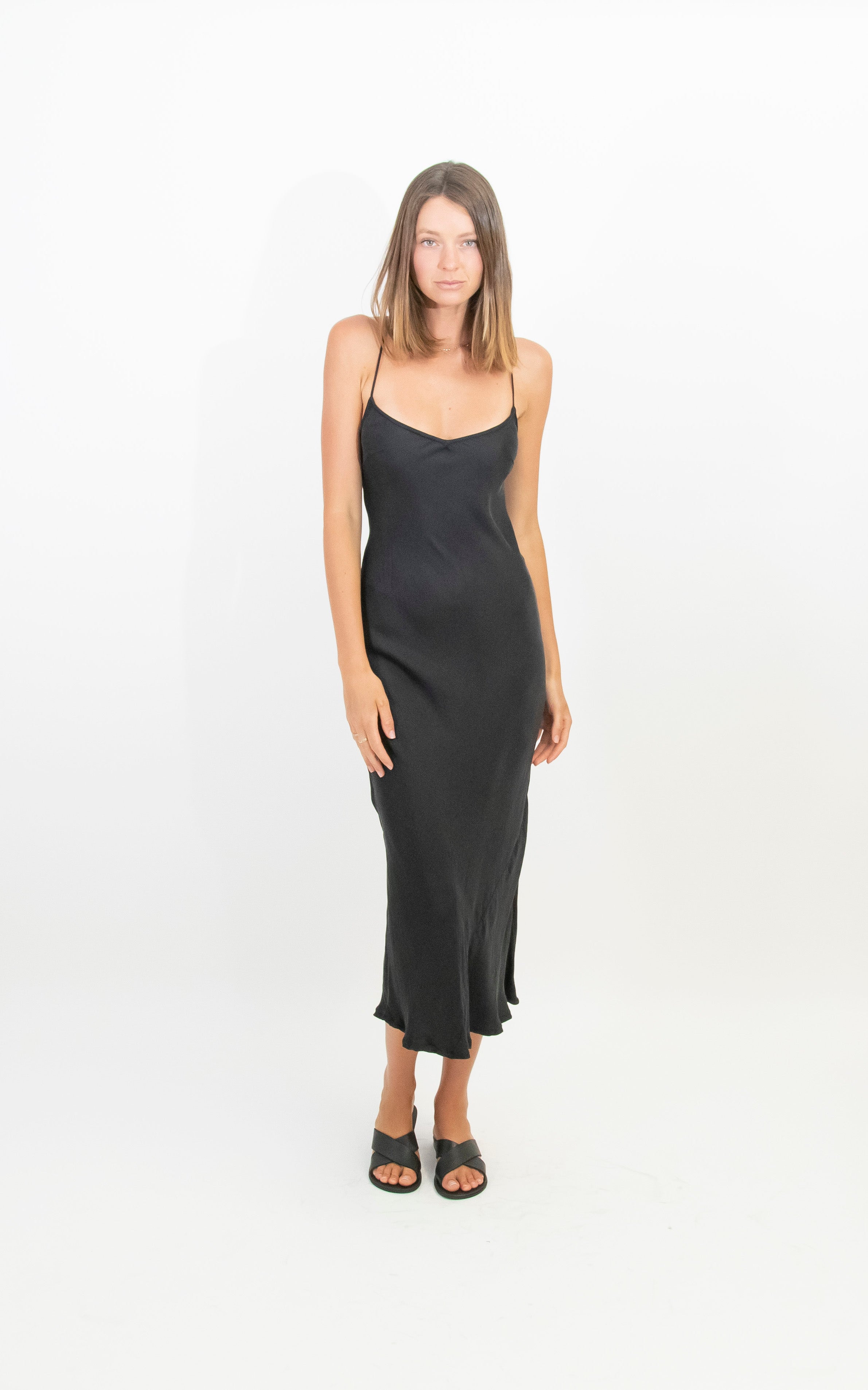 Silk mix bias cut slip dress.