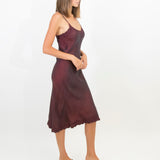 Burgundy silk bias dress