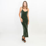 MARILYN VELVET DRESS LONG - OLIVE