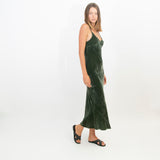 MARILYN VELVET DRESS LONG - OLIVE